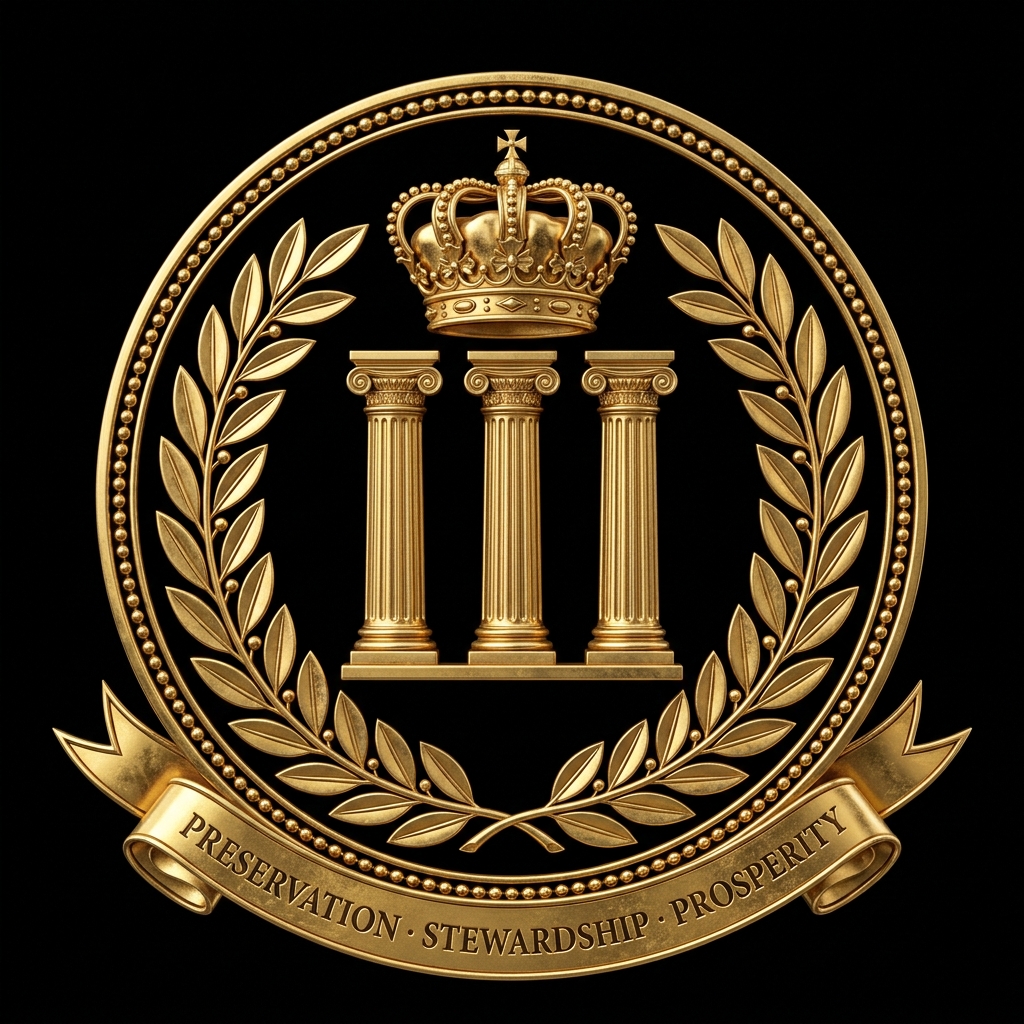 The Three Pillars seal — Preservation, Stewardship, Prosperity